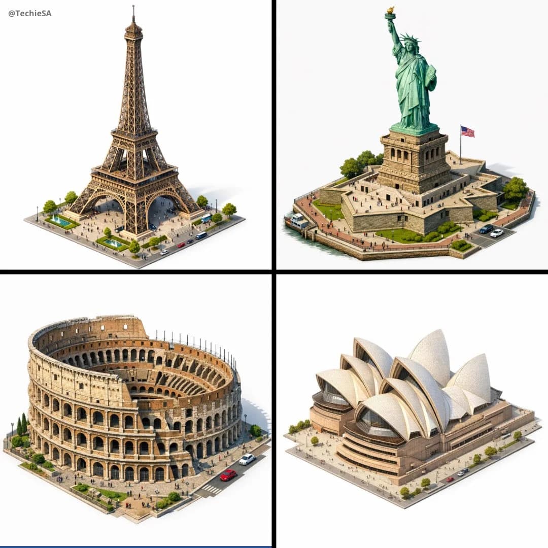 Create a highly detailed isometric 3D rendering of [LANDM...