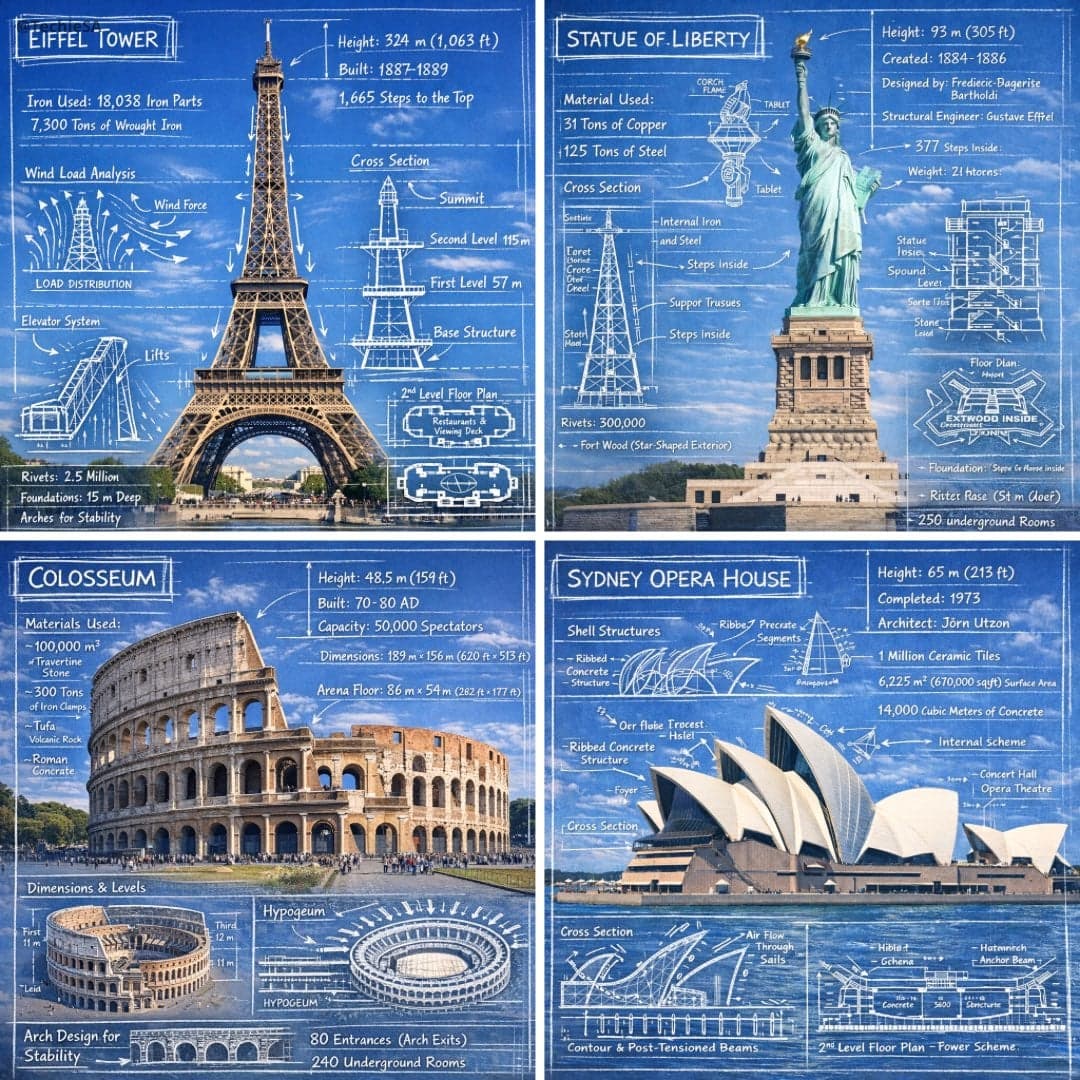 Create an infographic image of [LANDMARK], combining a real ...