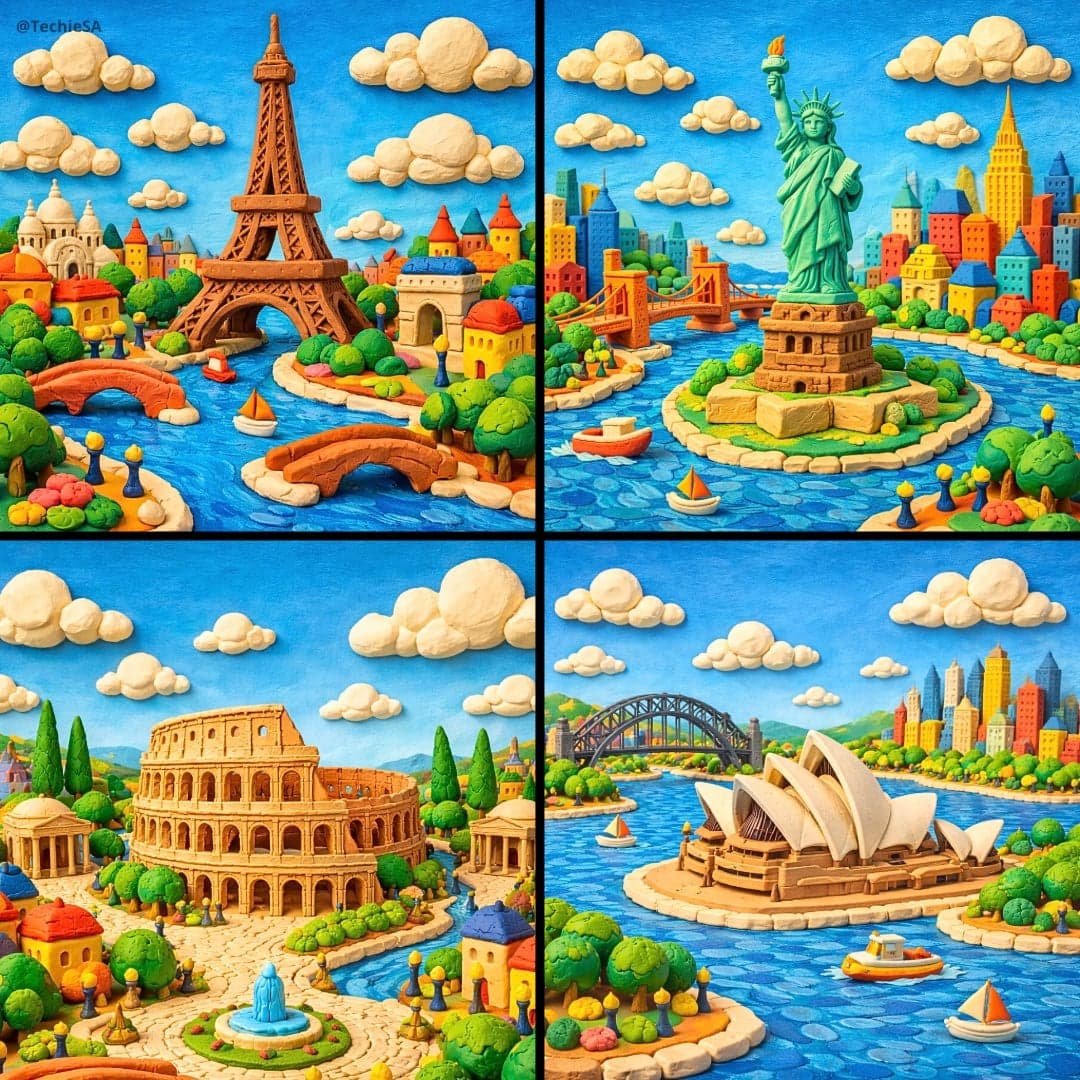 Generate a whimsical miniature world featuring [LANDMARK...
