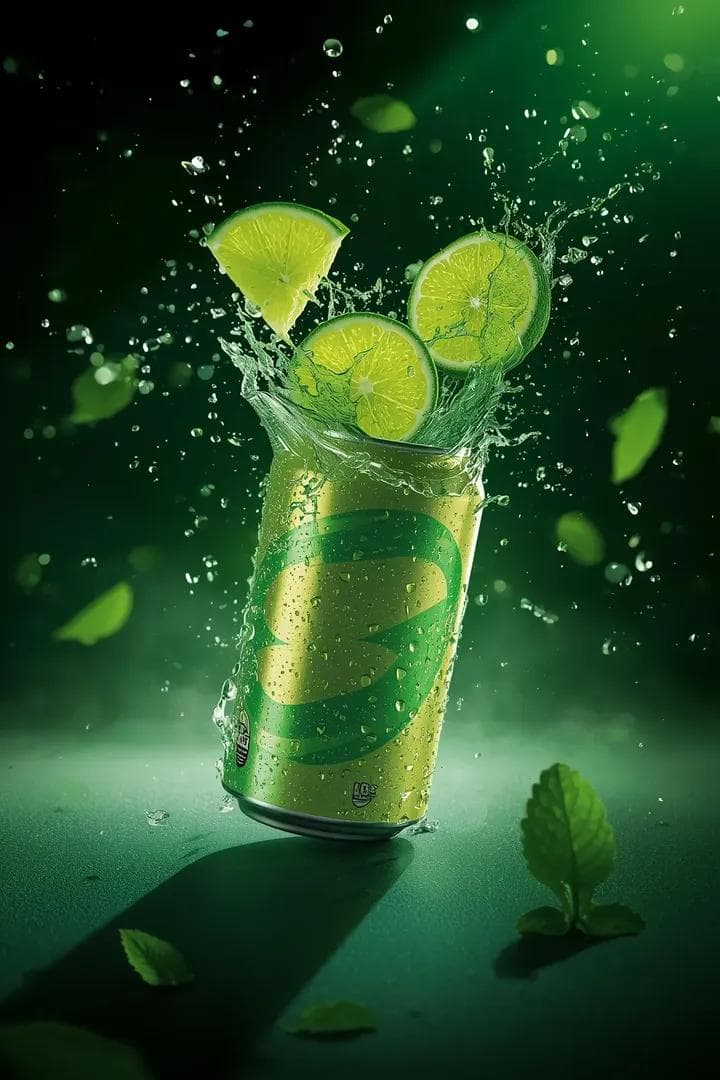 - Ultra-cinematic beverage advertising shot of a sparklin...