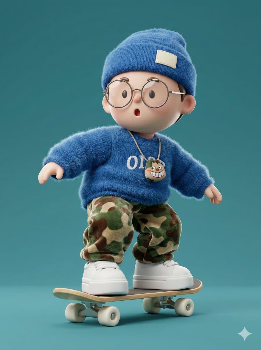 A high-fidelity 3D character render of a cute, stylized b...