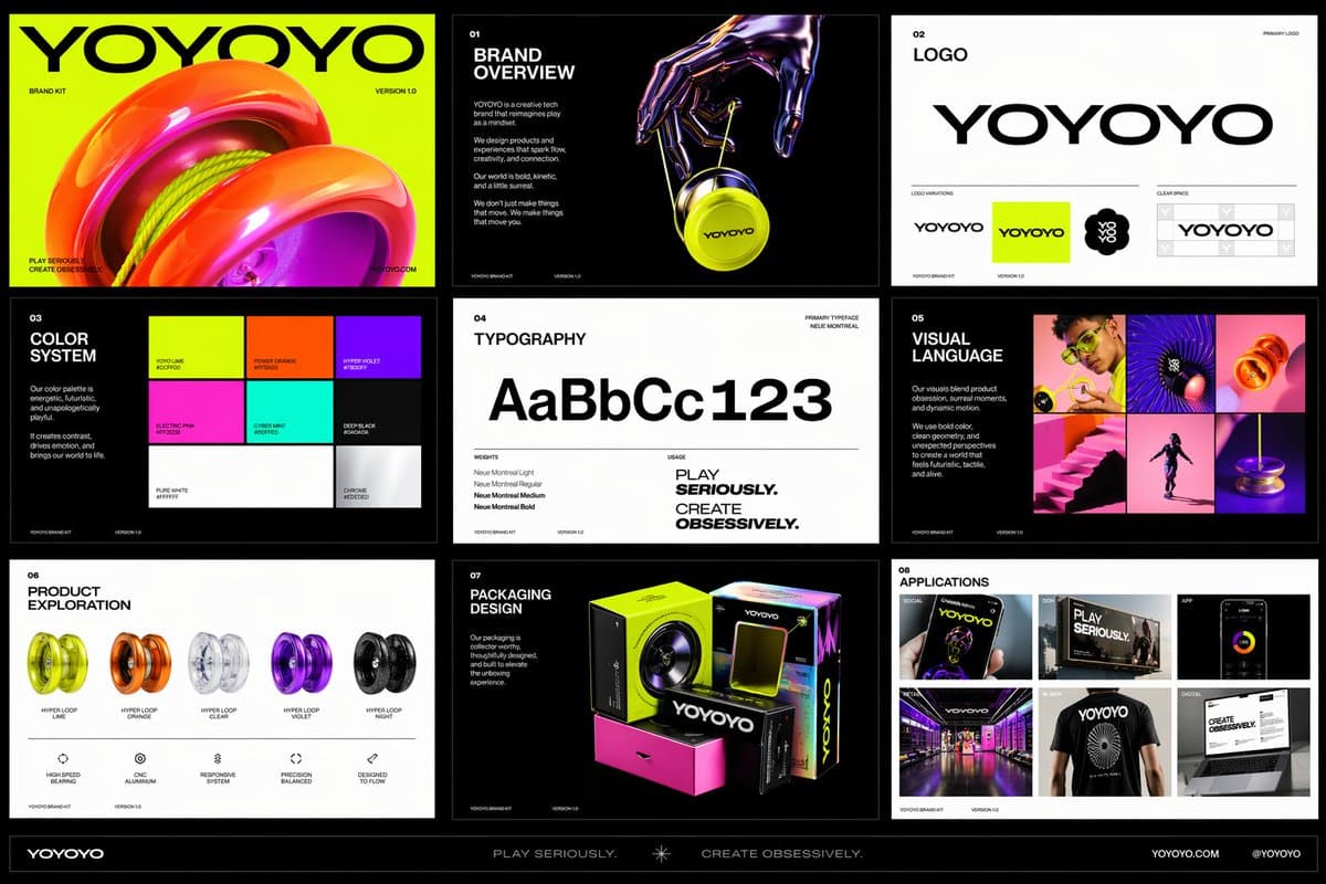 Create a polished multi-page (multiple images) brand kit for...