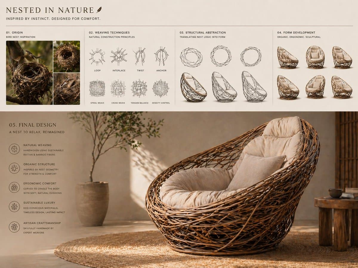 Conceptual transformation, bird nest construction techniques...
