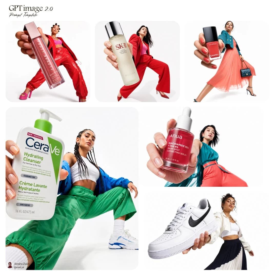 Low-angle fashion campaign photograph of a confident model h...