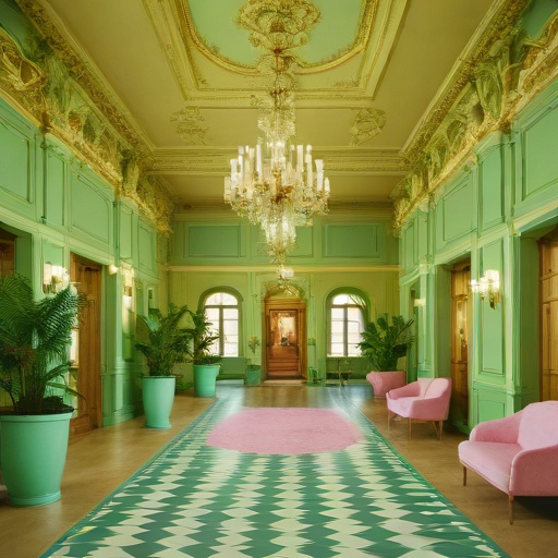 Wes Anderson Symmetrical Pastel Boutique Hotel